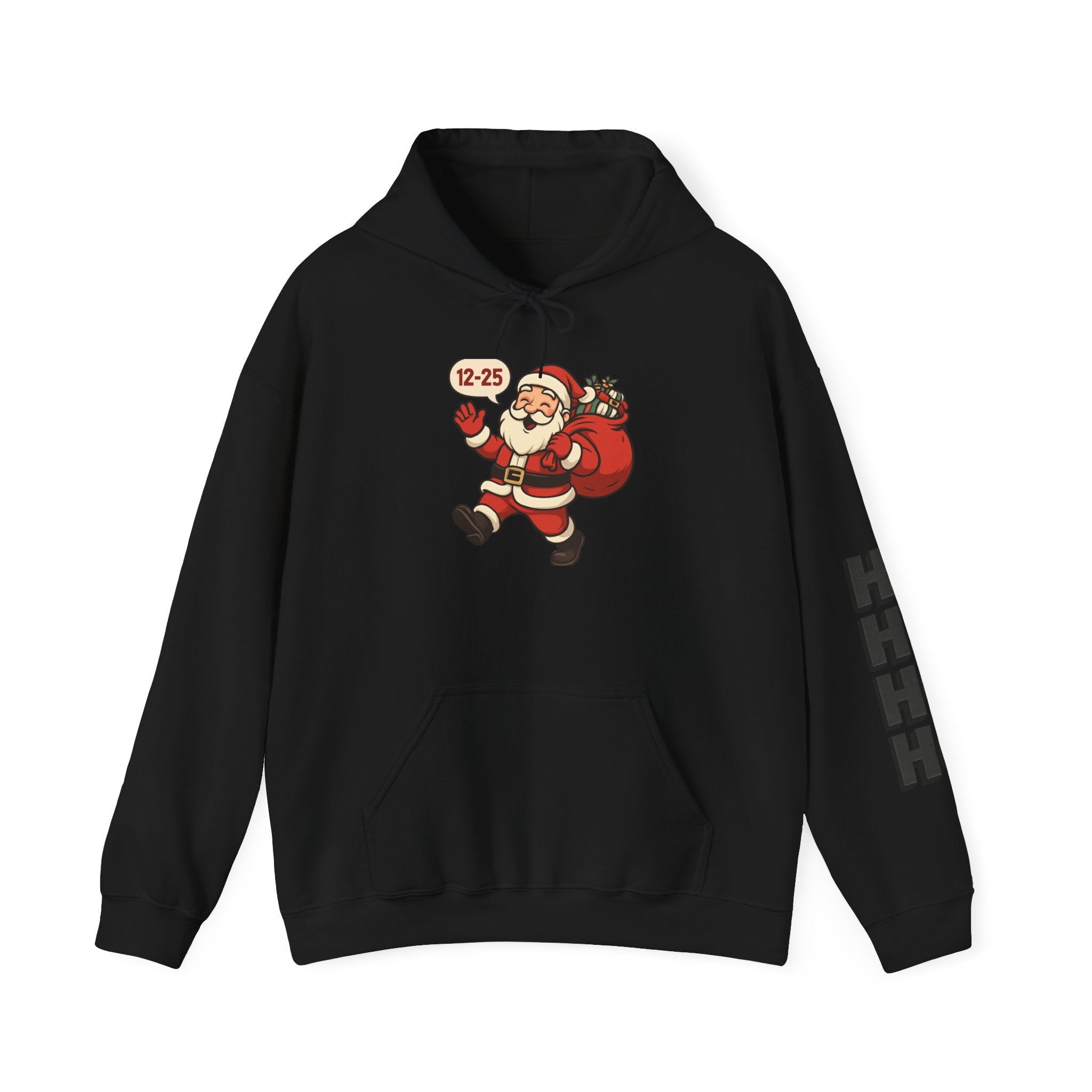 Santa Claus 12-25 Illustration Hoodie | Naughty List Back Print