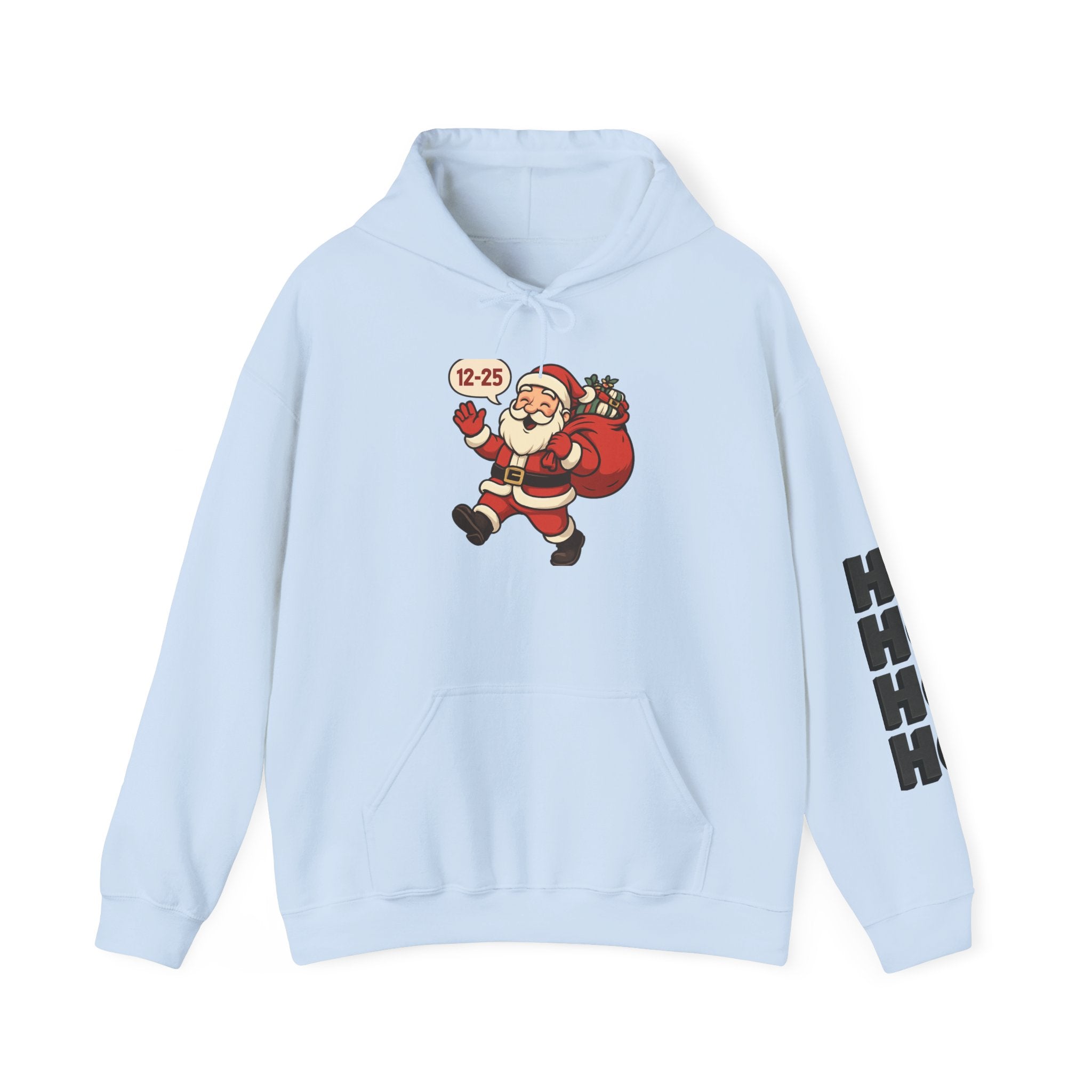 Santa Claus 12-25 Illustration Hoodie | Naughty List Back Print