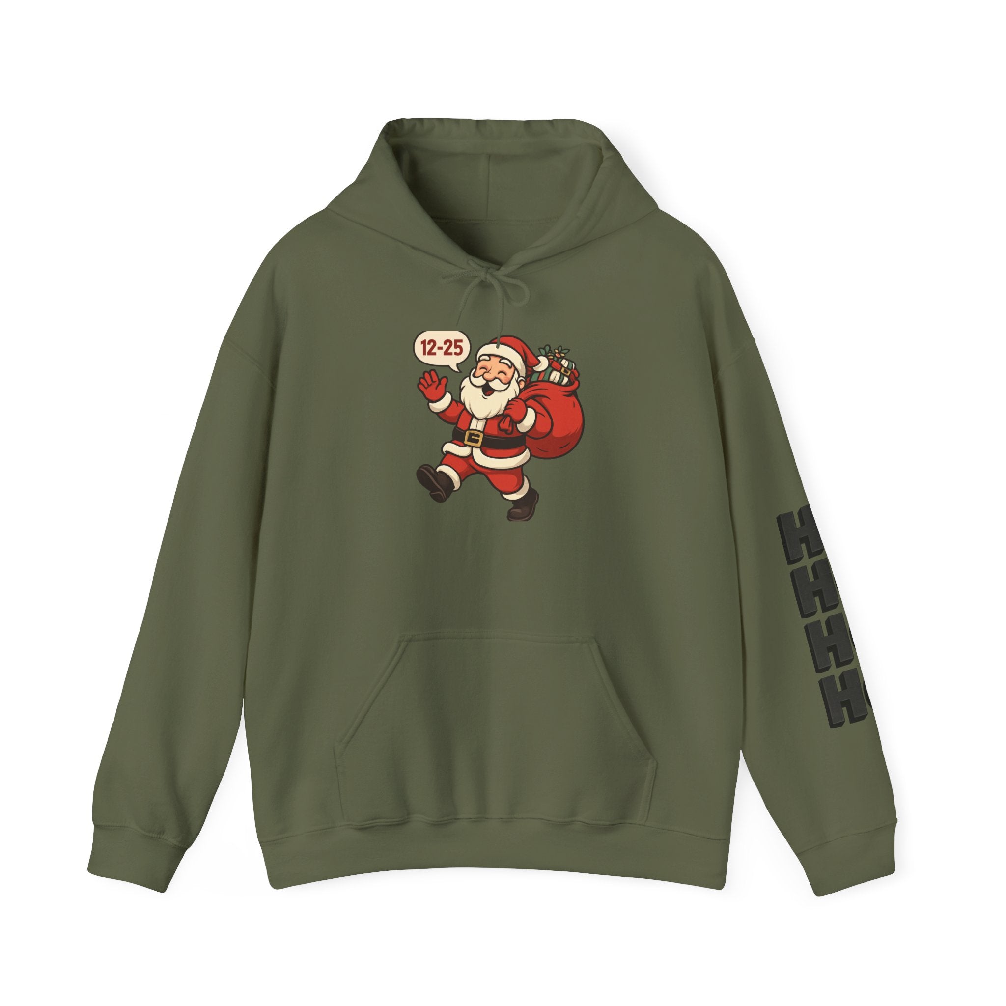 Santa Claus 12-25 Illustration Hoodie | Naughty List Back Print