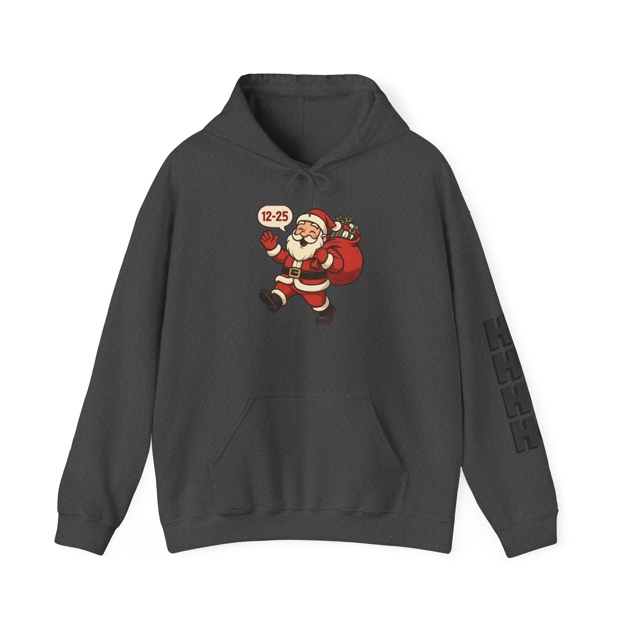 Santa Claus 12-25 Illustration Hoodie | Naughty List Back Print