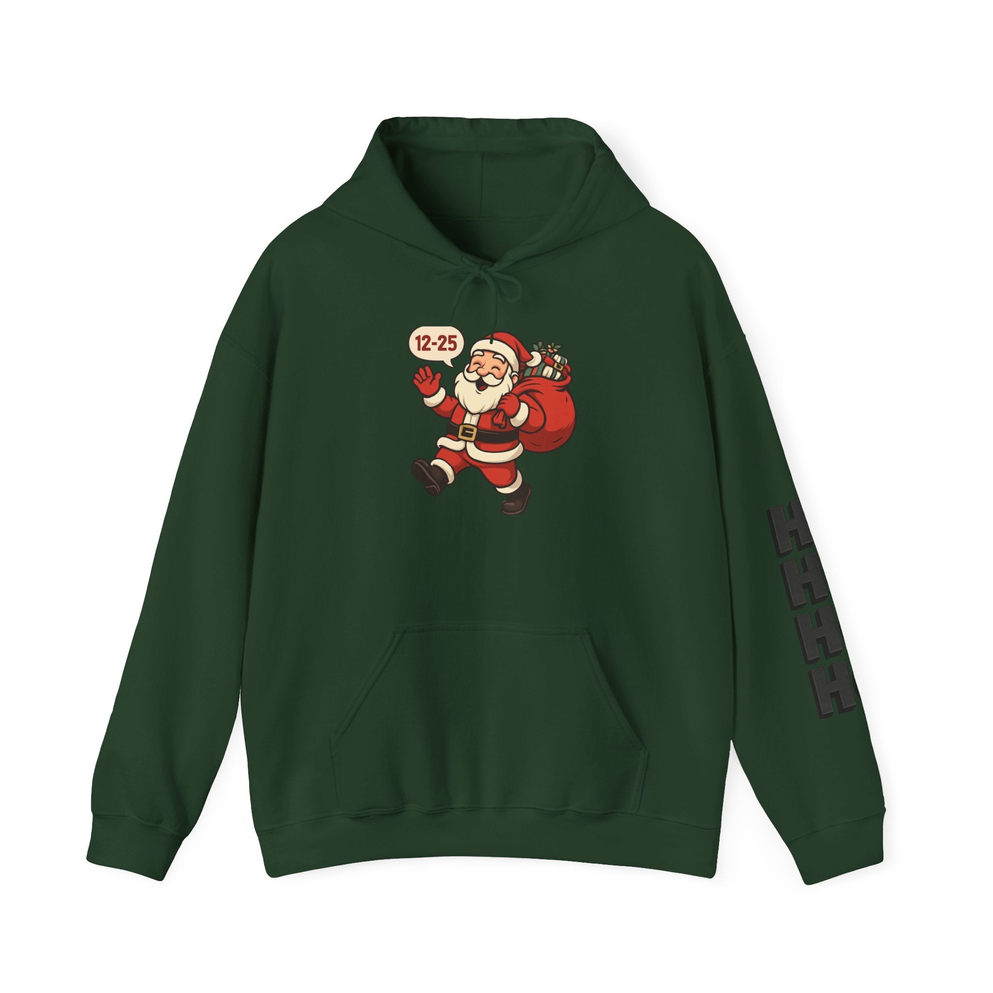 Santa Claus 12-25 Illustration Hoodie | Naughty List Back Print
