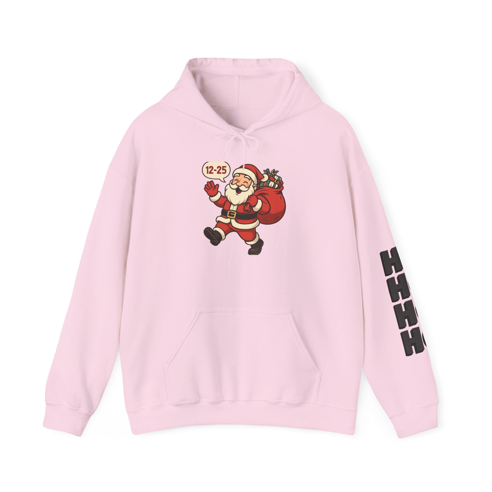 Santa Claus 12-25 Illustration Hoodie | Naughty List Back Print