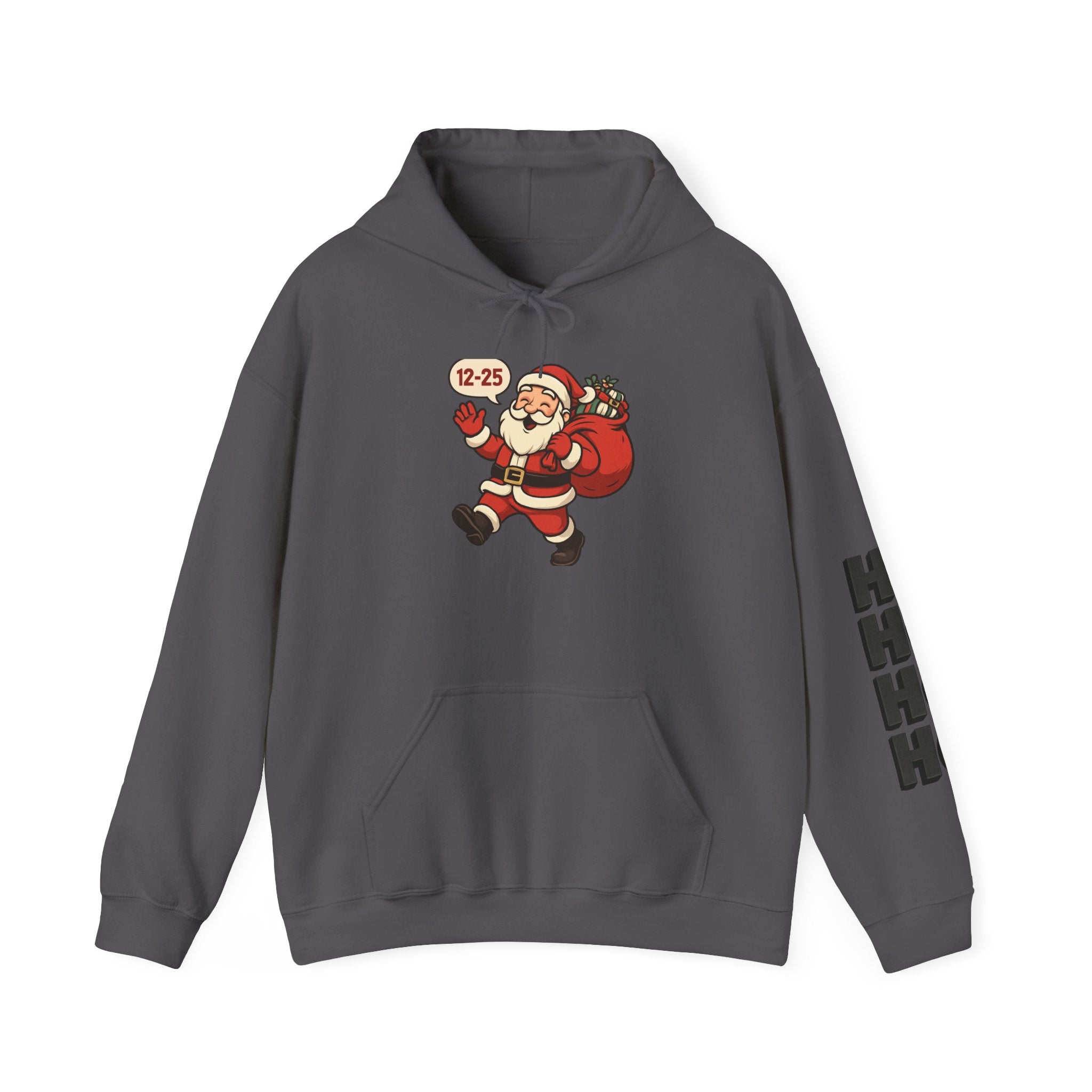 Santa Claus 12-25 Illustration Hoodie | Naughty List Back Print