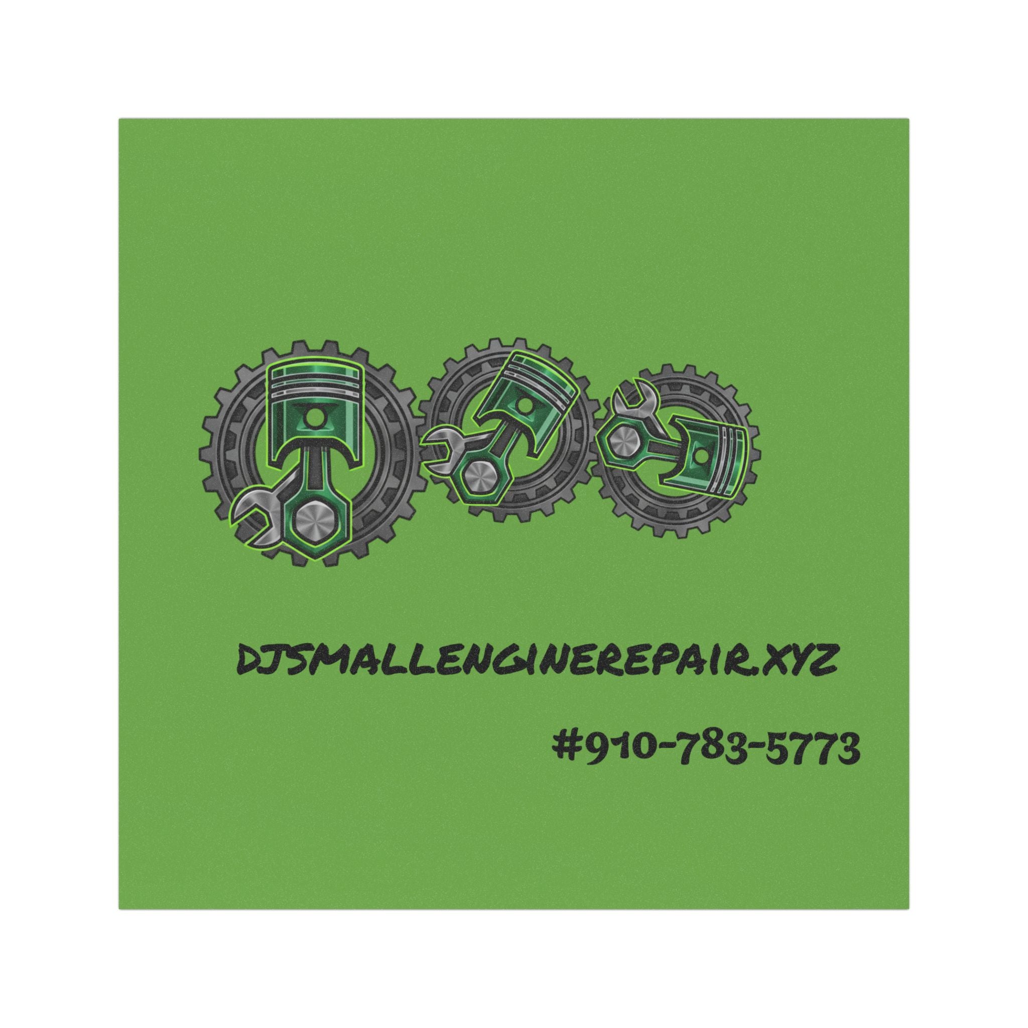 Car Magnet — Green Engine Mechanic Logo with Contact Info