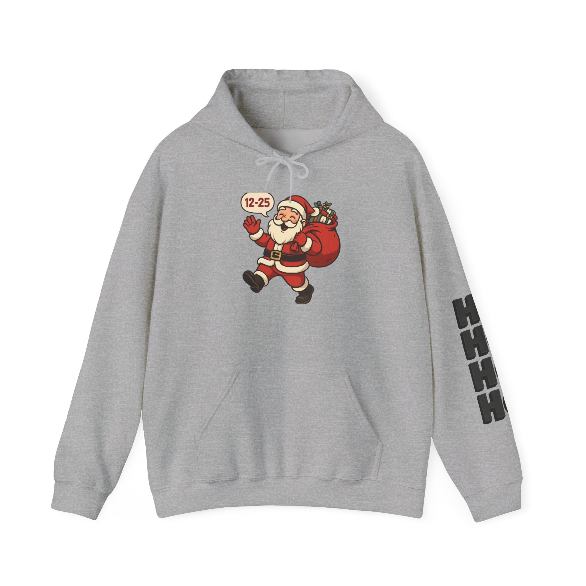 Santa Claus 12-25 Illustration Hoodie | Naughty List Back Print