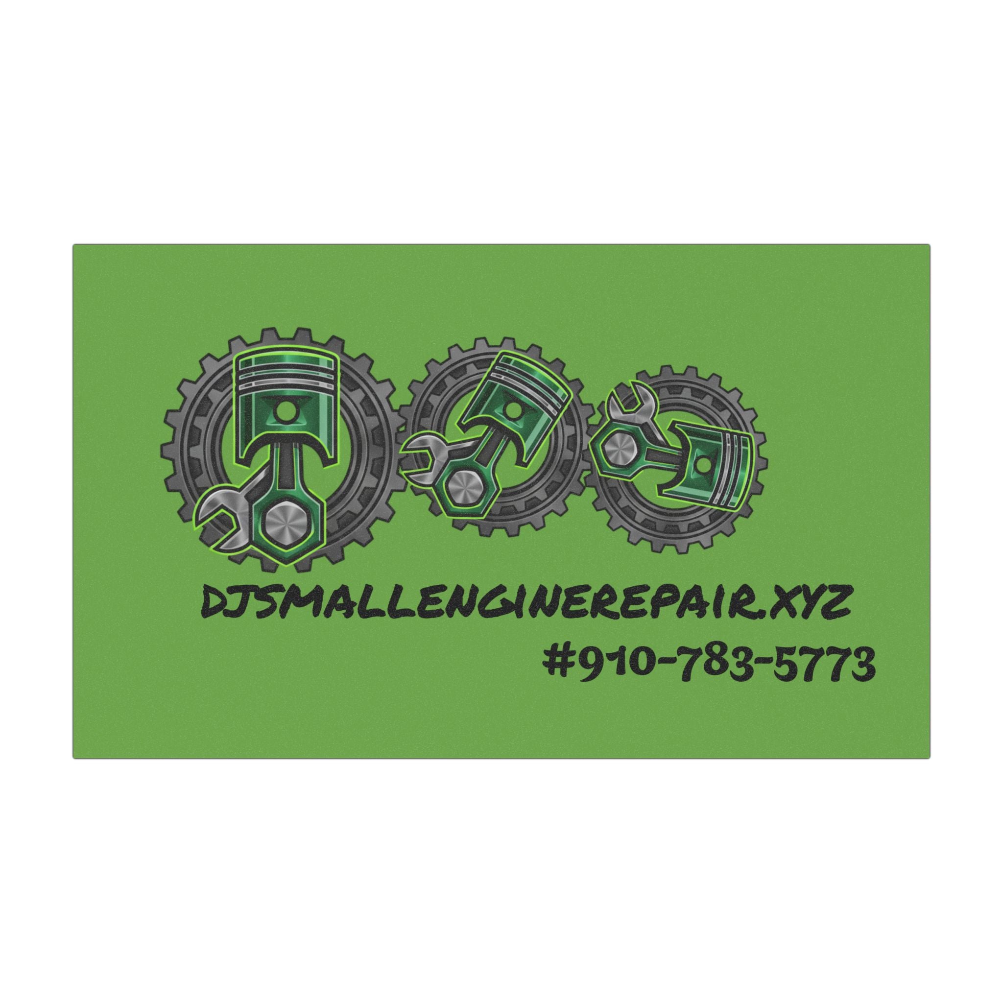 Car Magnet — Green Engine Mechanic Logo with Contact Info